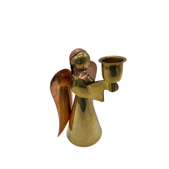 Two Tone Brass Copper Angel Candle Holder - Picture 5 of 9